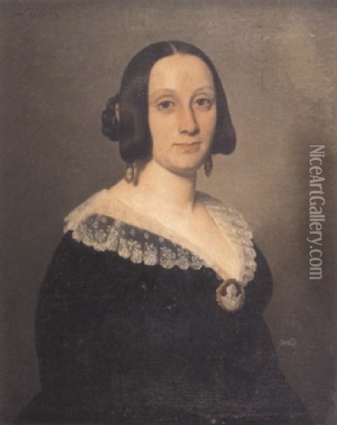 Portrait De Femme Oil Painting - Alphonse Lavaudan