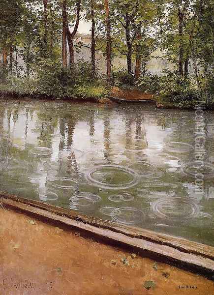 The Yerres Rain Aka Riverbank In The Rain Oil Painting - Gustave Caillebotte