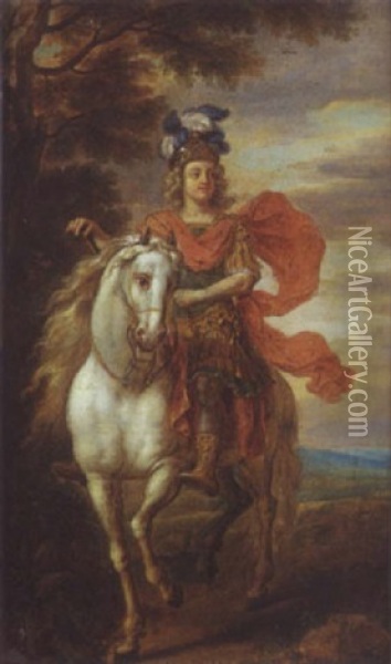 Portrait Equestre De Louis Xv En General Romain Oil Painting - Louis de Sylvestre the Younger