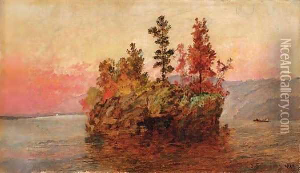 Island In The Hudson Oil Painting - Jasper Francis Cropsey