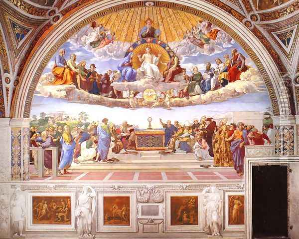 Disputation of the Holy Sacrament (La Disputa) [detail: 1a] Oil Painting - Raphael