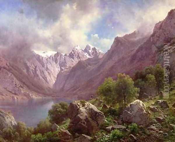 An Alpine Lake 1867 Oil Painting - Karl Millner