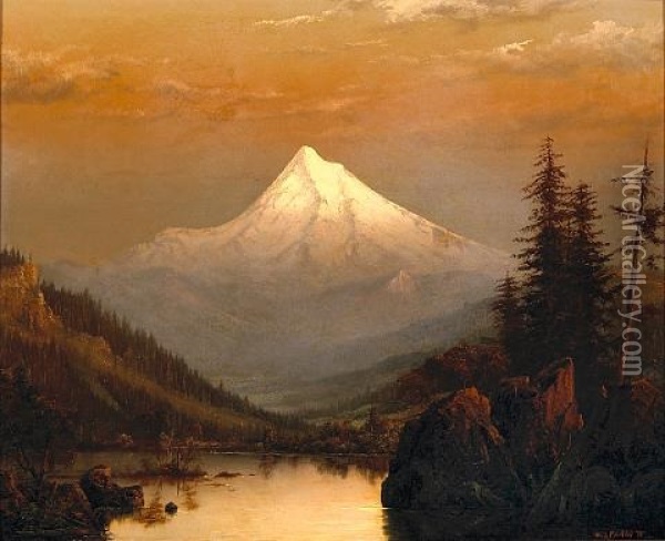 A View Of Mount Hood Oil Painting - William Samuel Parrott