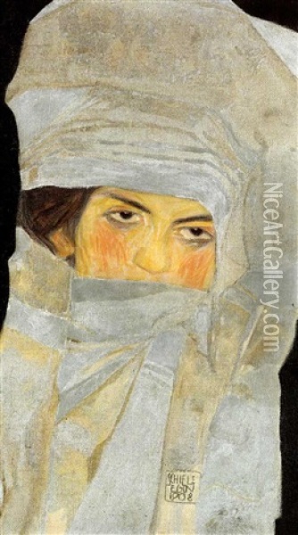 Die Schwester Des Kunstlers, Melanie Oil Painting - Egon Schiele