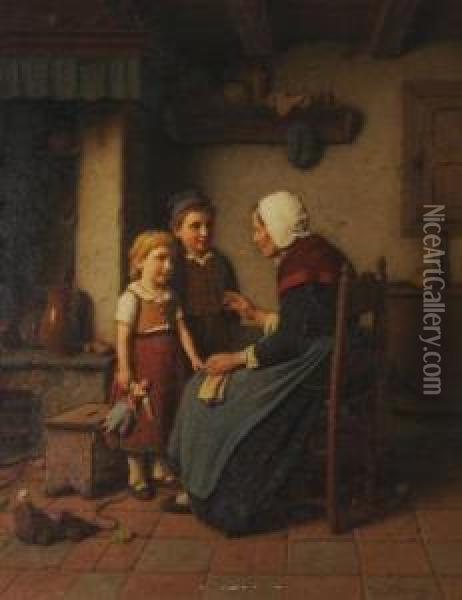 Grandmother's Wisdom Oil Painting - Heinrich Wilhelmi