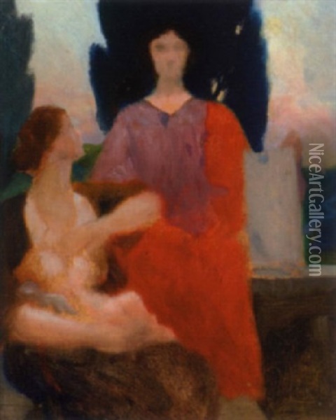 Zwei Frauen Oil Painting - Eduard Kasparides