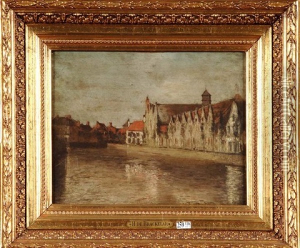 Quai De La Poterie A Bruges Oil Painting - Henri de Braekeleer