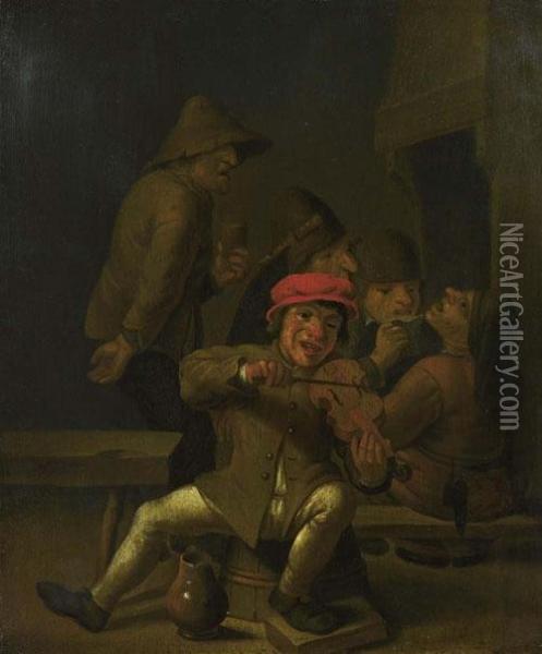 The Fiddler. Oil Painting - Jan Jansz. Buesem