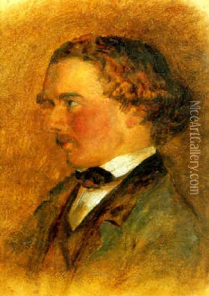 Portrait Of A Young Man (a Self Portrait?) Oil Painting - George Hemning Mason