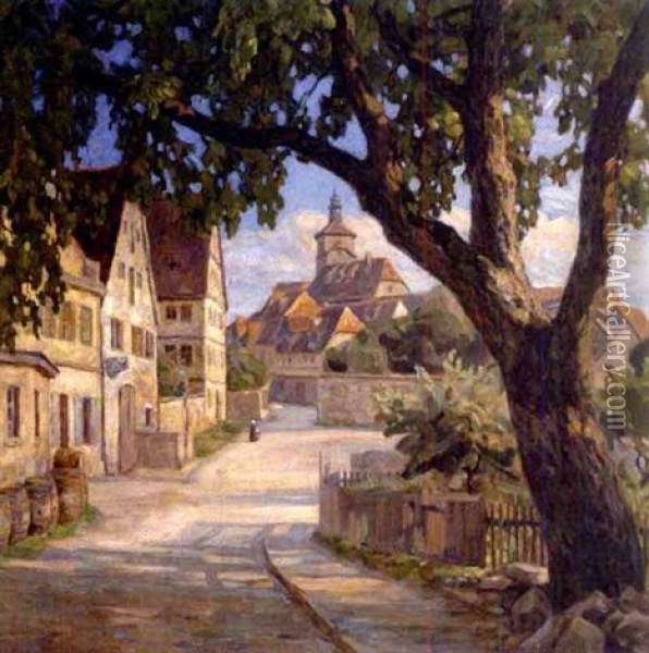 Gate I Rothenburg Oil Painting - Hans Odegaard