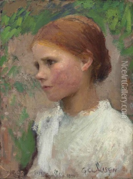 A Village Girl (rose Grimsdale) Oil Painting - Sir George Clausen