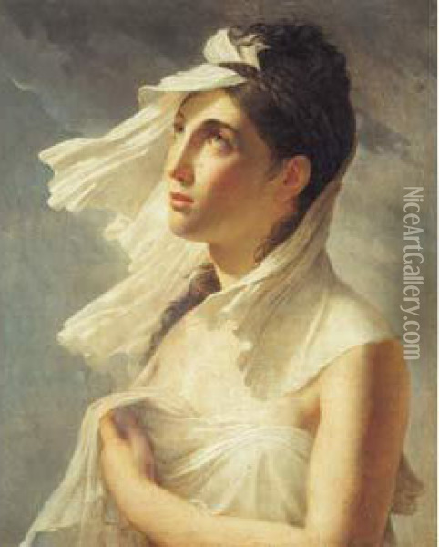 Jeune Fille Au Voile Blanc Oil Painting - Baron Pierre-Narcisse Guerin