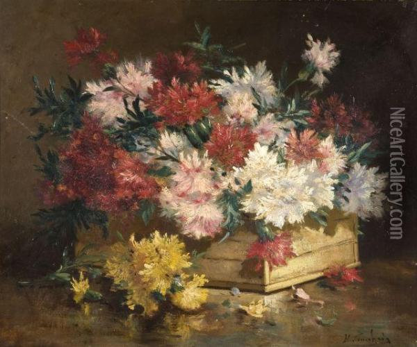 Bouquet D'oeillets Oil Painting - Eugene Henri Cauchois