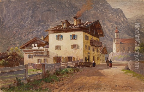 Bei Hall Tirol Oil Painting - Paul Heitinger