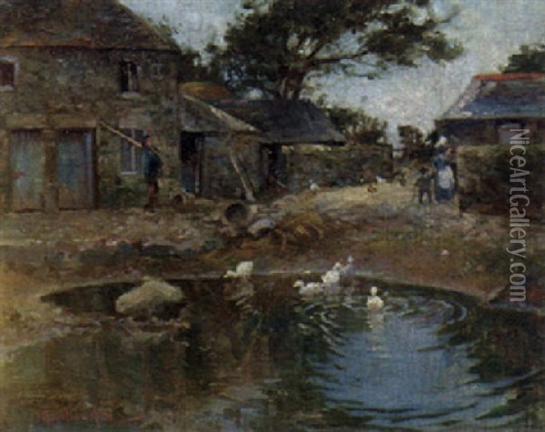 The Duck Pond Oil Painting - James Hamilton Hay