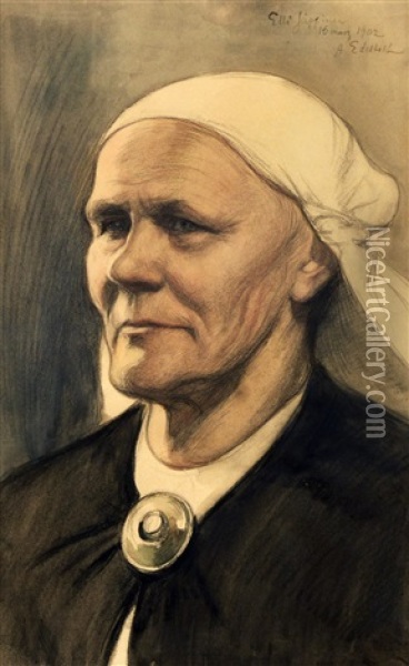 Old Woman From Ruokolahti Oil Painting - Albert Edelfelt