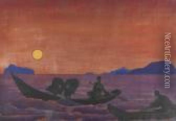 And We Continue Fishing From The Series Sancta Oil Painting - Nicolaj Konstantinov Roerich