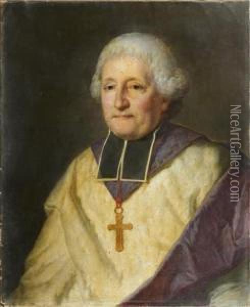 Portrait D'un Ecclesiastique Oil Painting - Jean Jacques Francois Le Barbier