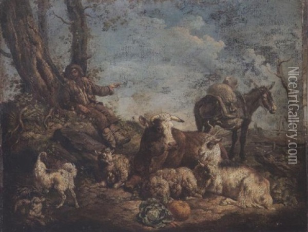 Paesaggio Con Pastori E Armenti Oil Painting - Jacob Jordaens