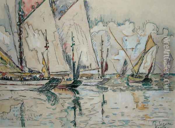 Departure of Three-Masted Boats at Croix-de-Vie Oil Painting - Paul Signac