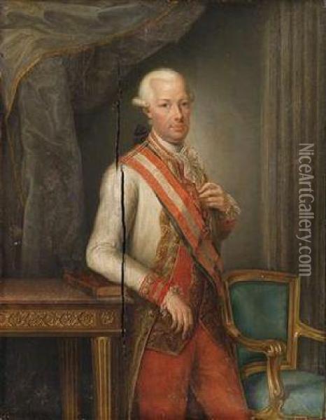 Portrait Of Emperor Leopold Ii Oil Painting - Johann Baptist Lampi