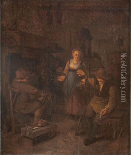 Boors Smoking In A Tavern Oil Painting - Cornelis (Pietersz.) Bega