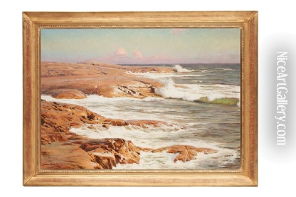 Waves Breaking Oil Painting - Johan Fredrik Krouthen