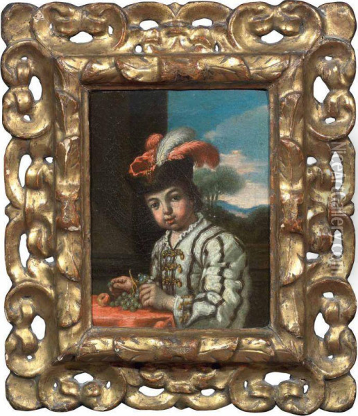 Ritratto Di Fanciullo Con Cappello Piumato Oil Painting - Antonio Amorosi