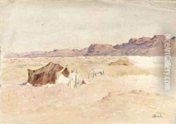 Le Campement Dans Le Desert Oil Painting - Alphonse Birck