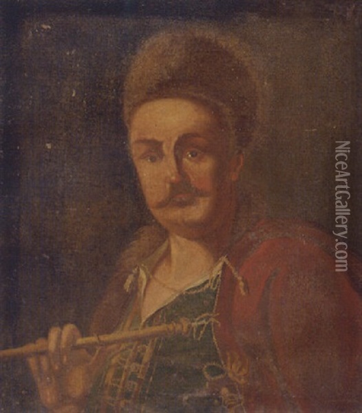 Portrait Of A Turk Holding A Pipe Oil Painting - Giuseppe Bonito