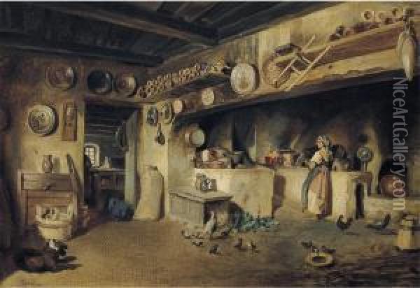 Interno Di Cucina Oil Painting - Francesco Bergamini