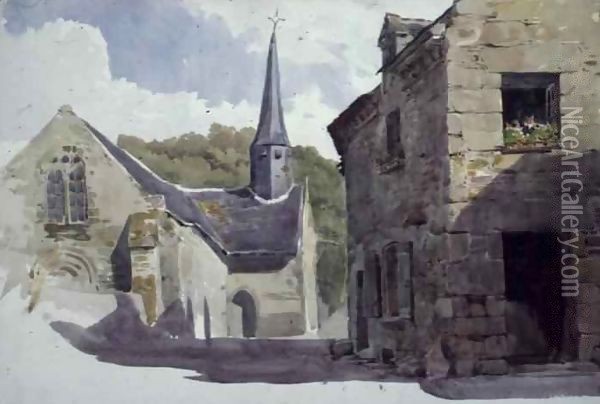 Church with a small steeple Oil Painting - John Absolon
