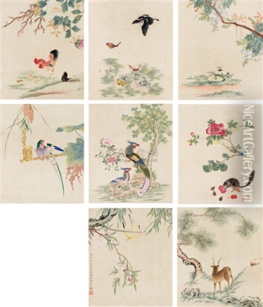 Flower And Bird (album W/8 Works) Oil Painting -  Wang Shizhen
