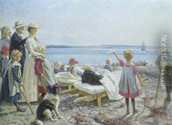 Motiv Fra Kysthospitalet Pa Refnaes, Juli 1907 Oil Painting - Valdemar Henrik Nicolaj Irminger