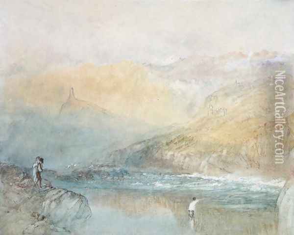 On the Mosell, near Traben Trarabach, c.1841 Oil Painting - Joseph Mallord William Turner