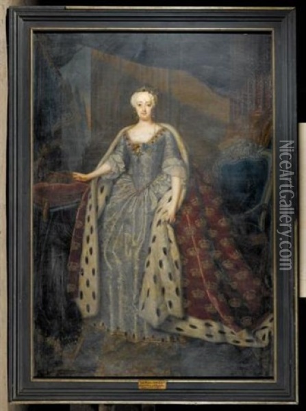 Portrait Of Queen Sophie Magdalene, Wife Of King Christian Vi Of Denmark Oil Painting - Andreas Moller