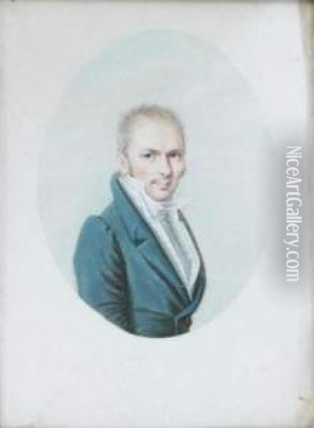 Portrait D'homme Au Gilet A Carreaux Oil Painting - Pierre Roch Vigneron