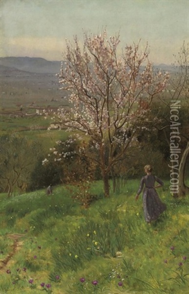 Spring At Bellosguardo, Italy Oil Painting - Matthew Ridley Corbet