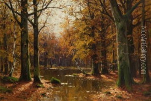 Herbstlicher Waldteich Oil Painting - Walter Moras