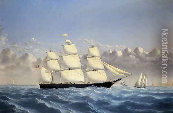 Clipper Ship 'Golden West' of Boston, Outward Bound Oil Painting - William Bradford