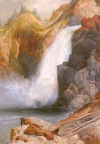 Upper Falls, Yellowstone Oil Painting - Thomas Moran