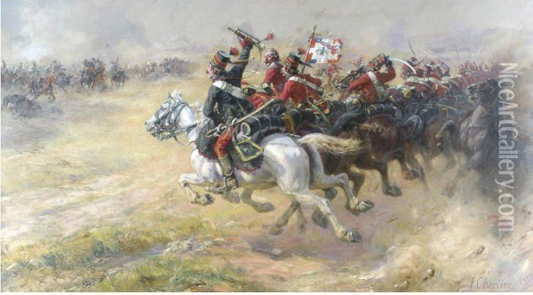 The Charge Of The Hussars Oil Painting - Henri G. Chartier