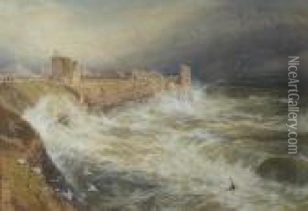 Stormy Day, St.andrews Oil Painting - Myles Birket Foster