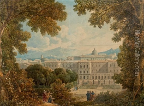 Vue De Rome Depuis Les Jardins Du Palazzo Corsini Oil Painting - Louis Francois Cassas