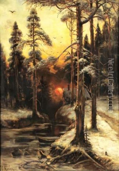 Foret Sous La Neige Oil Painting - Iulii Iul'evich (Julius) Klever