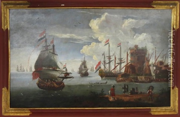 Dutch Harbor Overview Oil Painting - Abraham Jansz. Storck