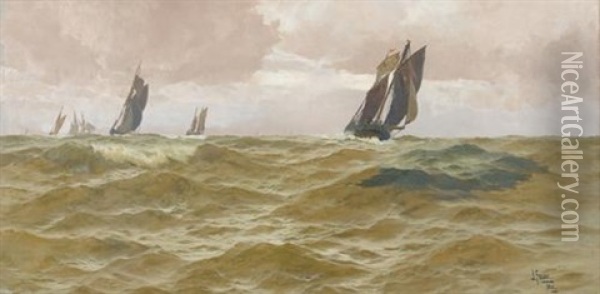 Segelboote Auf Rauer See Oil Painting - John Arthur Fraser