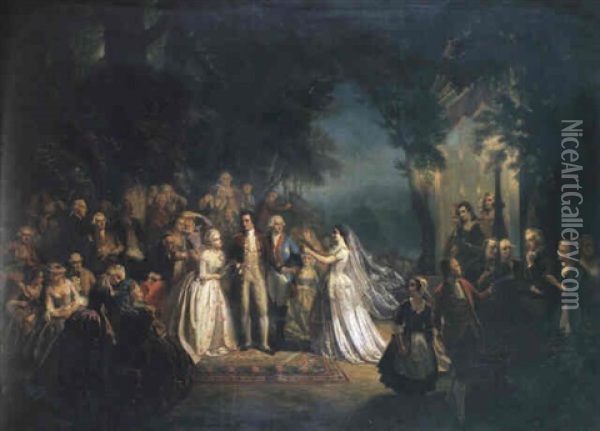 Goethe At The Court Of The Grand Duke Of Baden Oil Painting - August Friedrich Pecht
