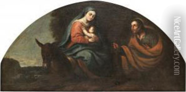 Frambarandet I Templet Samt Vilan Vid Flykten Till Egypten Oil Painting - Jacopo Bassano (Jacopo da Ponte)