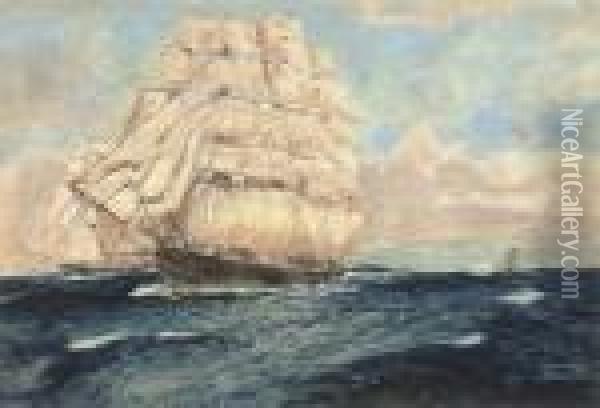 Cutty Sark And Thermopylae: Two Legendary Thoroughbreds At Sea Oil Painting - Charles Edward Dixon